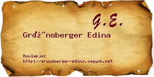 Grünsberger Edina névjegykártya